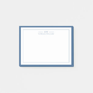 Klassisch Navy Blau Zwei-Rahmen-Monogramm-Linien Post-it Klebezettel