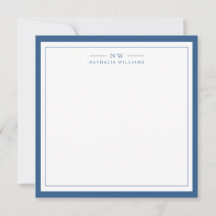 Klassisch Navy Blau Zwei Rand Monogramm Lined