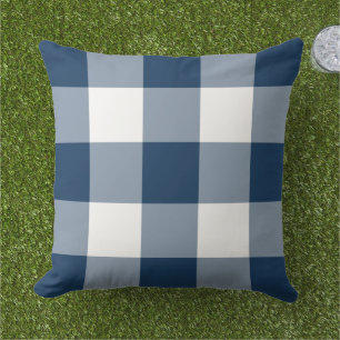 Klassisch Navy Weiß Groß Gingham Karo Kissen