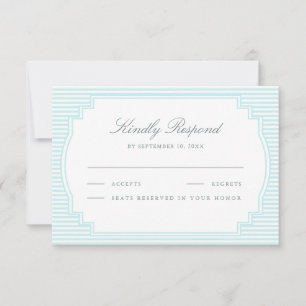 Klassisch pastellblaue gestreifte Hochzeit RSVP Karte