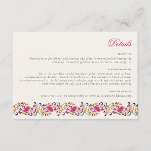 Klassisch Pink Grün Gelb Floral Schwan Vogel Hochz Begleitkarte
