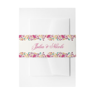 Klassisch Pink Grün Gelb Floral Schwan Vogel Hochz Einladungsbanderole