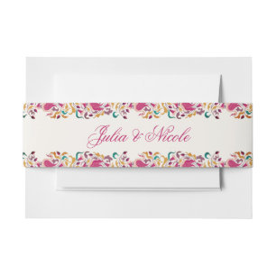 Klassisch Pink Grün Gelb Floral Schwan Vogel Hochz Einladungsbanderole
