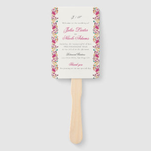 Klassisch Pink Grün Gelb Floral Schwan Vogel Hochz Fächer