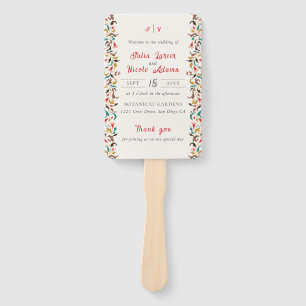 Klassisch Pink Grün Gelb Floral Schwan Vogel Hochz Fächer