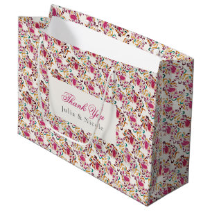 Klassisch Pink Grün Gelb Floral Schwan Vogel Hochz Große Geschenktüte