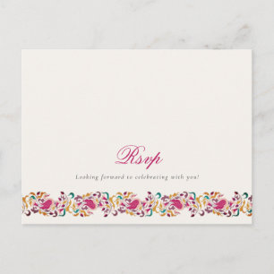 Klassisch Pink Grün Gelb Floral Schwan Vogel Hochz Postkarte