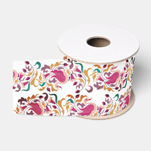 Klassisch Pink Grün Gelb Floral Schwan Vogel Hochz Ripsband