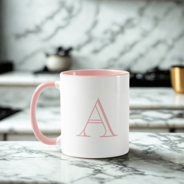 Klassisch rosa Alphabet Letter A Monogram Coffee T Tasse (A classic monogram in a classic font on this mug. Suitable for any gifting occasion)