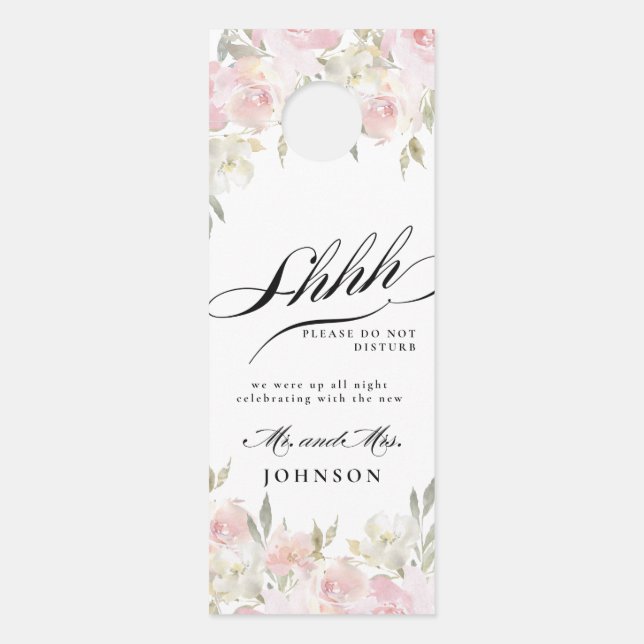 Klassisch rosa Blumenhochzeit willkommen/nicht stö Türanhänger (Vorderseite)