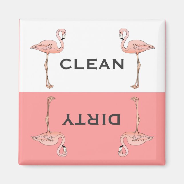 Klassisch rosa Flamingo saubere Geschirrspülmaschi Magnet (Vorne)