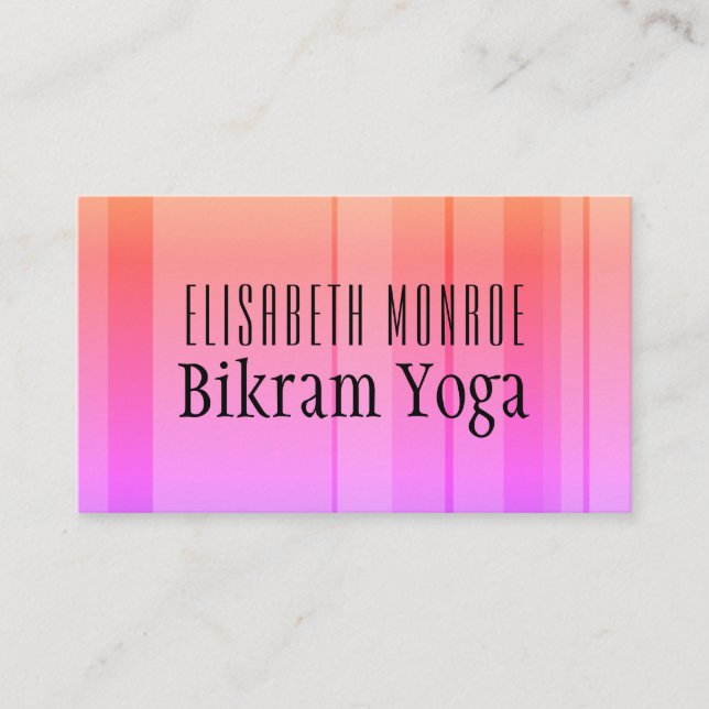 Klassisch rosa gestreifter Bikram Yoga Lehrer Visitenkarte (Vorderseite)