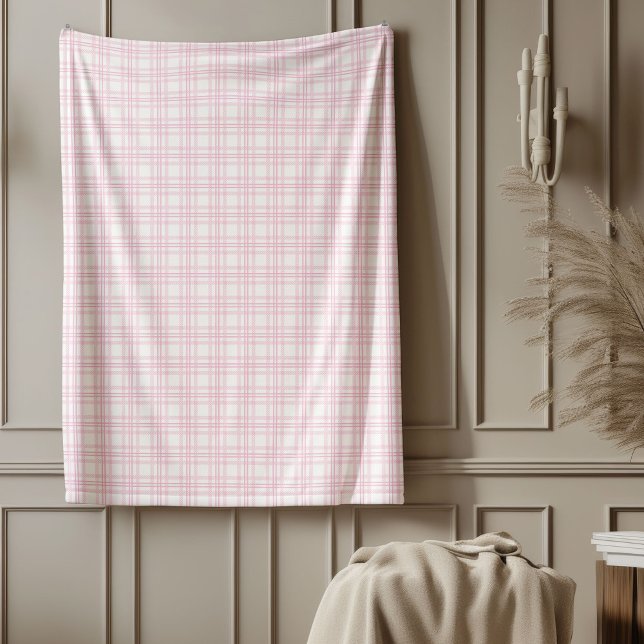Klassisch rosa Karierte Decke Rustikale Inneneinri (Classic Pink White Plaid Blanket Rustic Interiors)