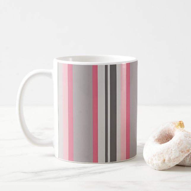 Klassisch rosa und grau gestreift kaffeetasse (Mit Donut)