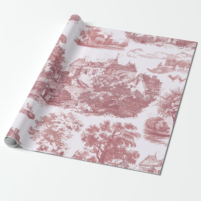 Klassisch rosa Vintage französische Landzunge Geschenkpapier (Ungerollt)
