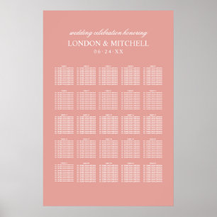Klassisch Roségold Rosa Monogramm Sitzordnung Poster