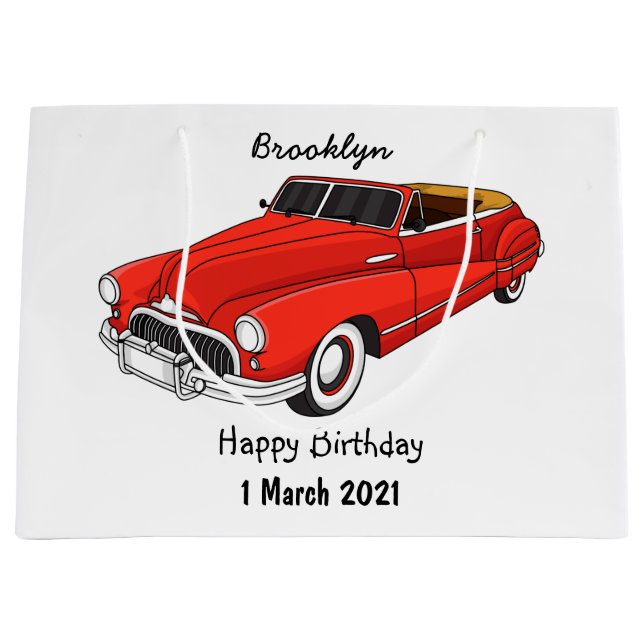 Klassisch rot 1948 Auto Große Geschenktüte (Vorderseite)