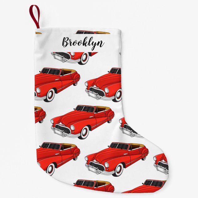 Klassisch rot 1948 Auto Kleiner Weihnachtsstrumpf (Vorderseite)