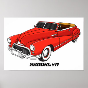 Klassisch rot 1948 Auto Poster