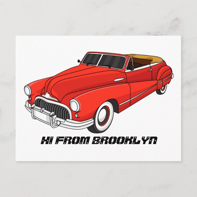 Klassisch rot 1948 Auto Postkarte (Vorderseite)