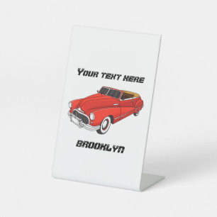 Klassisch rot 1948 Auto Sockelschild