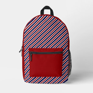 Klassisch rot und blau gestreift bedruckter rucksack