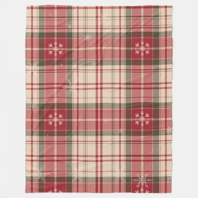 Klassisch rote & Immergrüne Tartan-Fleece-Decke Fleecedecke (Vorderseite)