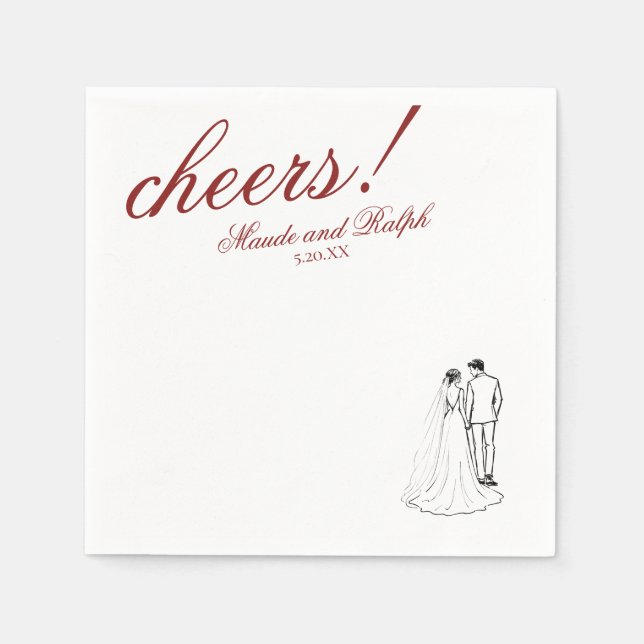 Klassisch roter Cheers eleganter personalisierter  Serviette (Vorderseite)