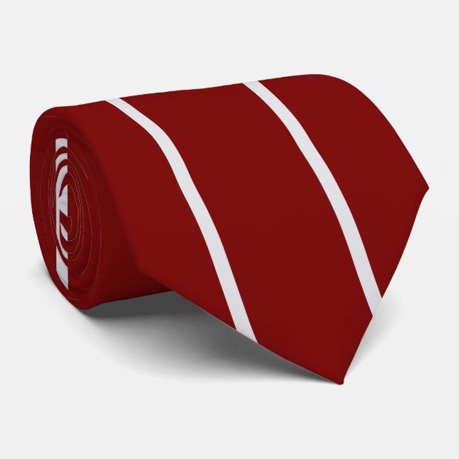 Klassisch roter Maroon-Weiß gestreifter Schlips  Krawatte (Gerollt)