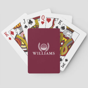 Klassisch rotes Burgund mit personalisiertem Namen Spielkarten