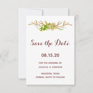 Klassisch-rustikale Geweihe & Wildblumen - Heirats Save The Date