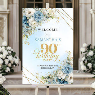 Klassisch-Rustikales staubblaues Gold 90. Geburtst Poster