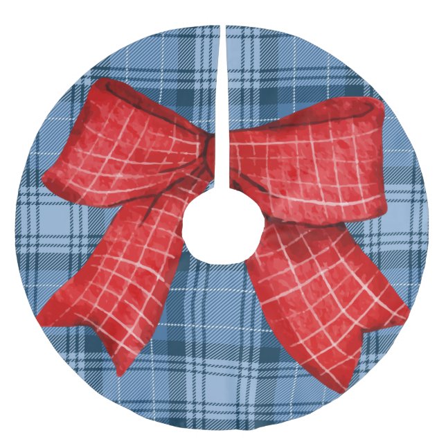 Klassisch schottisch kariert mit großem dekorative polyester weihnachtsbaumdecke (Vorderseite)