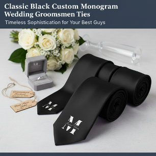Klassisch Schwarz Benutzerdefinierte Monogramm-H Krawatte