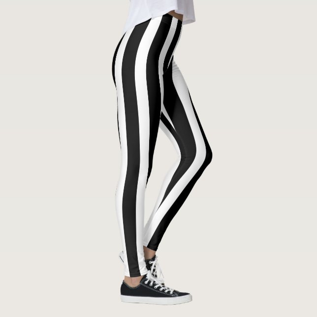 Klassisch Schwarz und Weiß gestreift Stilvoll Leggings (Rechts)