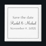 Klassisch Schwarz und Weiß Magnet<br><div class="desc">Ein Magnet,  der Save the Date perfekt für Ihre Hochzeit ist,  dieser Artikel hat einen klassischen,  weißen Hintergrund mit schwarzem Text,  personalisieren Sie Ihre noch heute!</div>