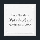 Klassisch Schwarz und Weiß Magnet<br><div class="desc">Ein Magnet,  der Save the Date perfekt für Ihre Hochzeit ist,  dieser Artikel hat einen klassischen,  weißen Hintergrund mit schwarzem Text,  personalisieren Sie Ihre noch heute!</div>