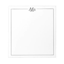 Klassisch, schwarz und weiß Mit Monogramm Notizblock