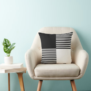 Klassisch schwarz weiß modern minimalistischer Str Kissen