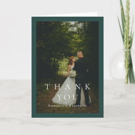 Klassisch Smaragdgrün Einfache Foto-Hochzeit Dankeskarte