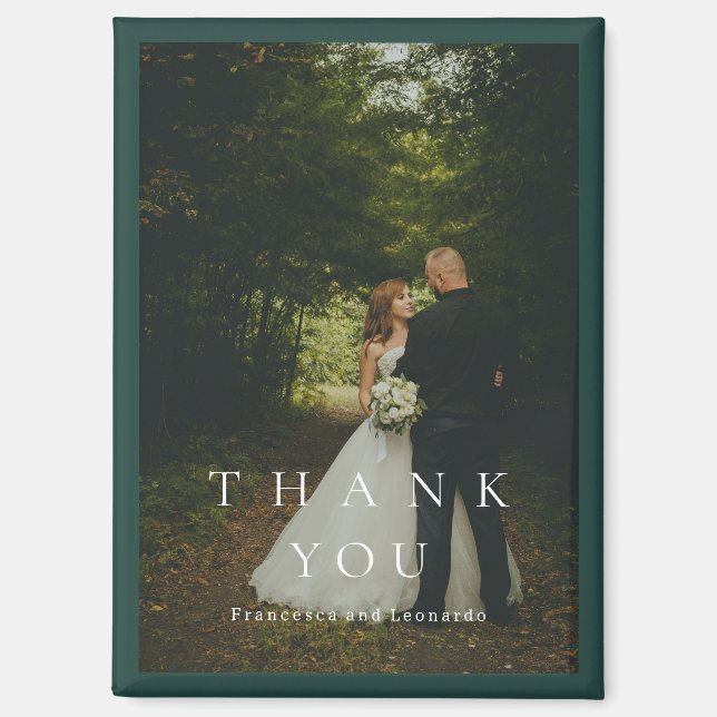 Klassisch Smaragdgrün Einfache Foto Hochzeit Magnet (Vorderseite)