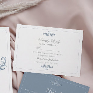Klassisch Staubblau Hochzeit RSVP Karte
