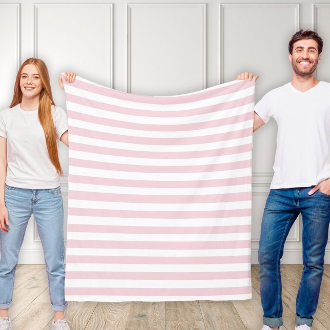 Klassisch Stilvolles Baby Rosa und Weiß gestreift Fleecedecke (Classically Stylish Baby Pink and White Striped Fleece Blanket)