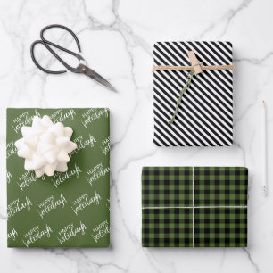 Klassisch traditionelles dunkles Waldgrün-Schotten Geschenkpapier Set