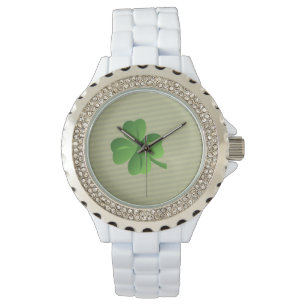 Klassisch trendy irischer Glücksklee Armbanduhr