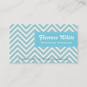 Klassisch und elegant, blau-weißes Chevron-Muster Visitenkarte