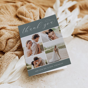 Klassisch Vier Mehrfach-Foto-Hochzeitskarte gefa Dankeskarte