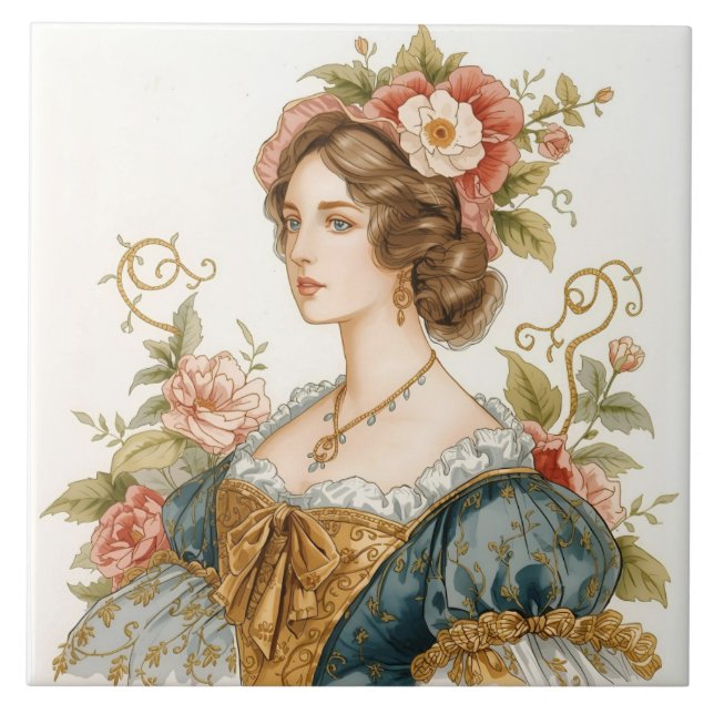 Klassisch, Viktorianisch, Prinzessin mit schönen R Fliese (Vorderseite)