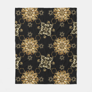 Klassisch Vintag: Golden Oriental Seamless. Fleecedecke