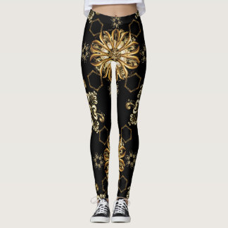 Klassisch Vintag: Golden Oriental Seamless. Leggings